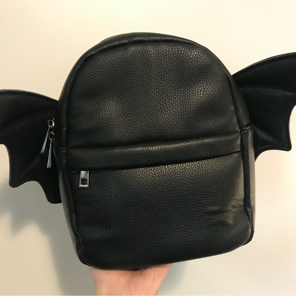 Black Leather Bat Wing Backpack